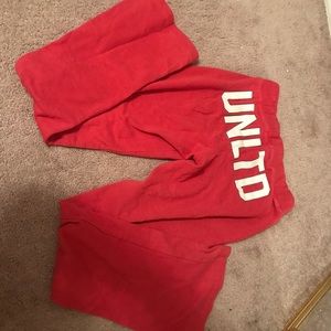 red sweatpants